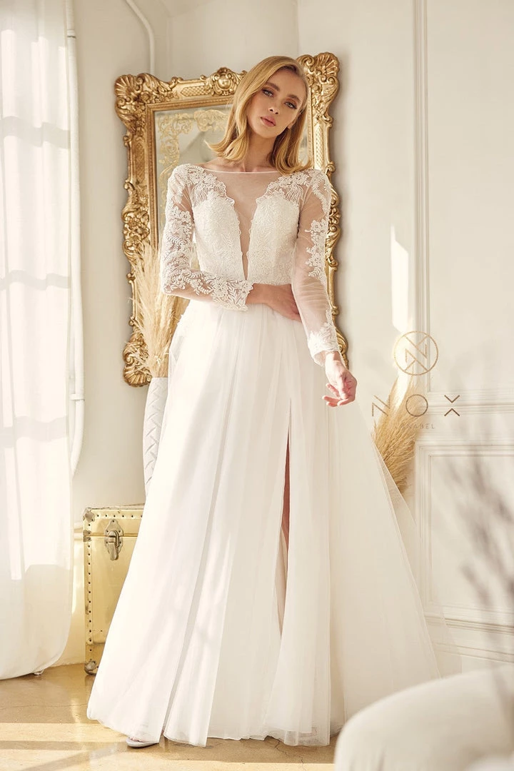 Long Sleeve Wedding Gown By Nox Anabel JE911 7 Long Sleeve Wedding Gown By Nox Anabel JE911