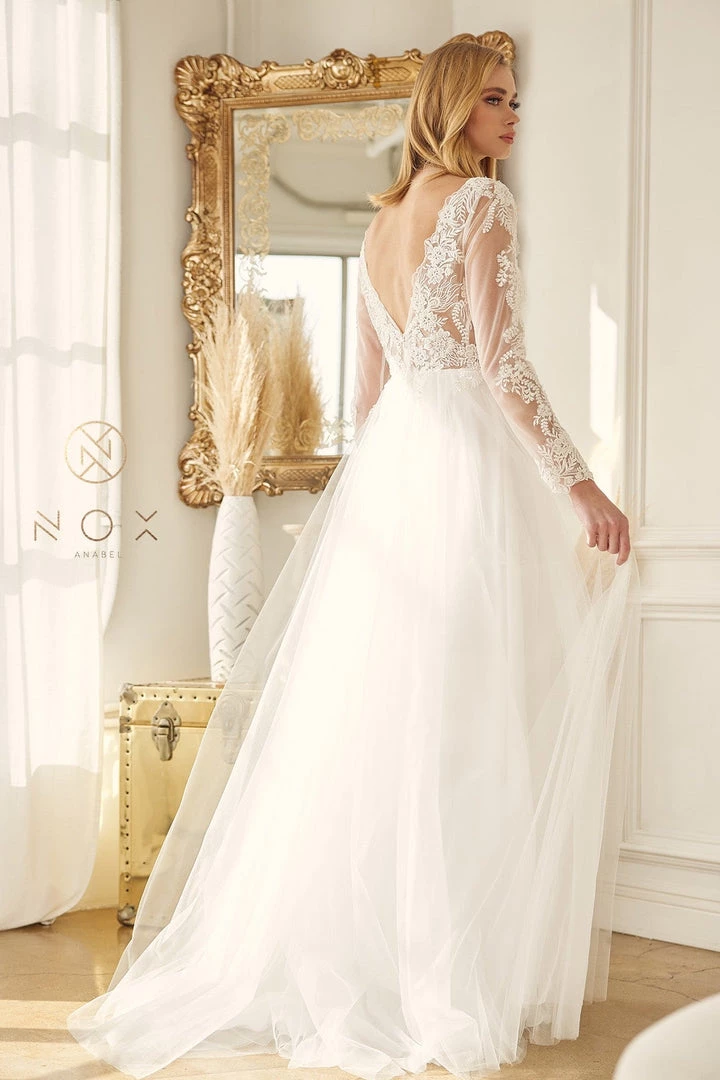 Long Sleeve Wedding Gown By Nox Anabel JE911 4 Long Sleeve Wedding Gown By Nox Anabel JE911