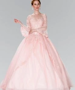 Long Sleeved Embroidered Ballgown By Elizabeth K GL2377