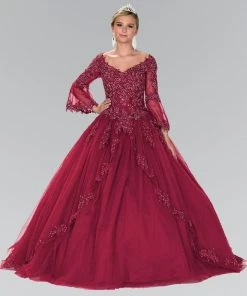 Long Sleeved Embroidered Ballgown By Elizabeth K GL2377