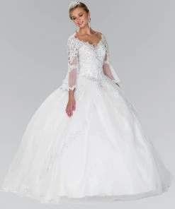 Long Sleeved Embroidered Ballgown By Elizabeth K GL2377