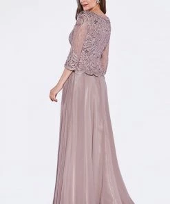 Long-Sleeved Lace Bodice Gown By Cinderella Divine 14327