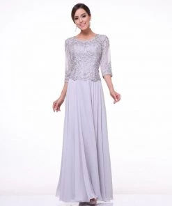 Long-Sleeved Lace Bodice Gown By Cinderella Divine 14327