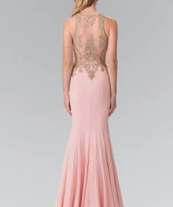 Prom Long Sleeveless Beaded Illusion Dress By Elizabeth K GL2321