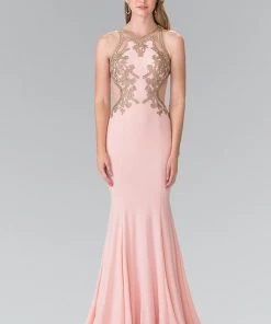 Prom Long Sleeveless Beaded Illusion Dress By Elizabeth K GL2321