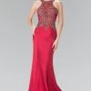 Long Sleeveless Beaded Illusion Dress By Elizabeth K GL2325 Prom