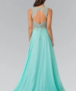 Prom Long Sleeveless Beaded Illusion Dress By Elizabeth K GL2343