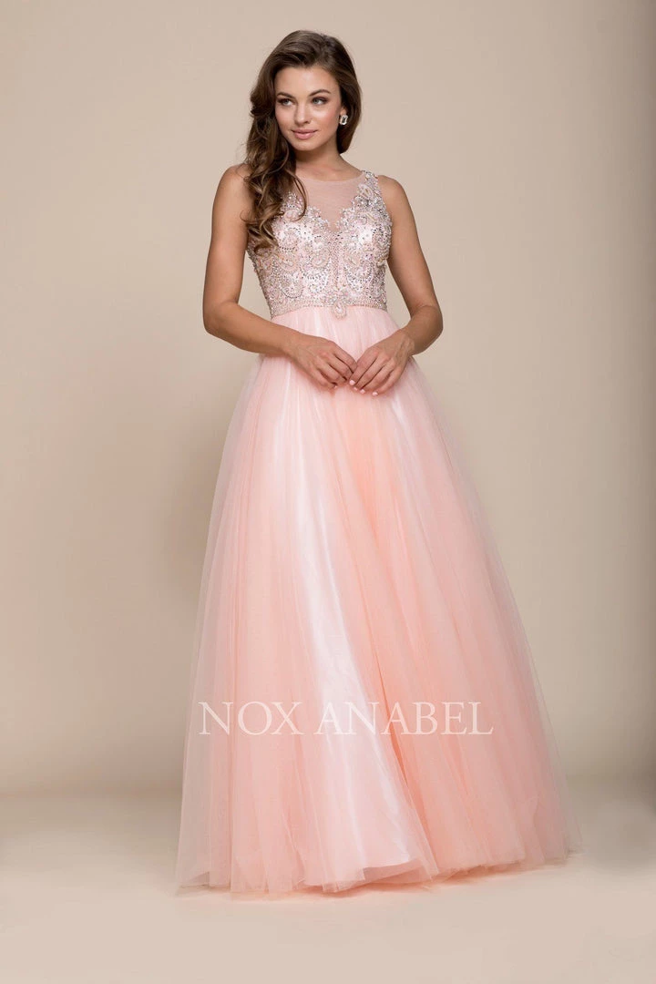 Beaded Long Sleeveless Illusion Dress By Nox Anabel 8248 3 Beaded Long Sleeveless Illusion Dress By Nox Anabel 8248