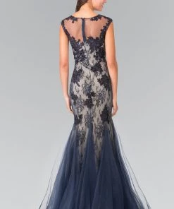 Long Sleeveless Beaded Lace Mermaid Dress By Elizabeth K GL2276 Prom