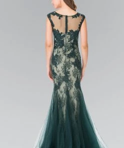 Long Sleeveless Beaded Lace Mermaid Dress By Elizabeth K GL2276 Prom