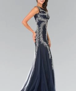 Long Sleeveless Beaded Lace Mermaid Dress By Elizabeth K GL2289 Prom