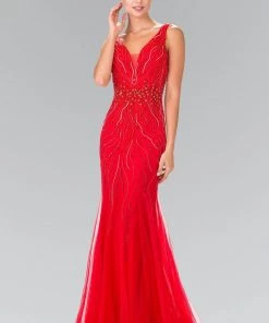 Long Sleeveless Beaded Mermaid Dress By Elizabeth K GL2344 Prom