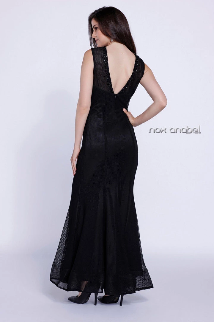 Long Sleeveless Beaded Mesh Dress By Nox Anabel 8259 Prom 6 Long Sleeveless Beaded Mesh Dress By Nox Anabel 8259 Prom