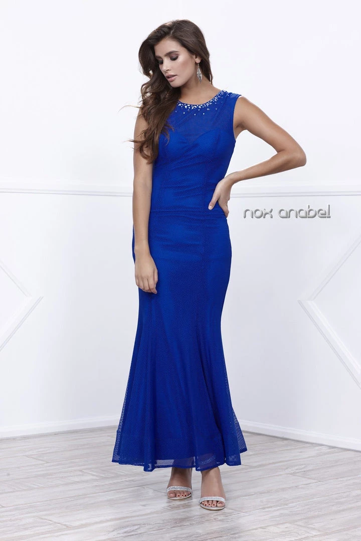 Long Sleeveless Beaded Mesh Dress By Nox Anabel 8259 Prom 3 Long Sleeveless Beaded Mesh Dress By Nox Anabel 8259 Prom
