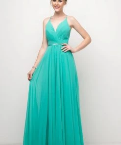 Long Sleeveless Chiffon Dress By Cinderella Divine CJ238