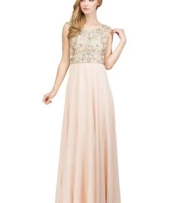 Starbox Prom Long Sleeveless Chiffon Dress With Beaded Bodice By Star Box 6111