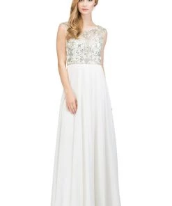 Starbox Prom Long Sleeveless Chiffon Dress With Beaded Bodice By Star Box 6111