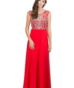 Starbox Prom Long Sleeveless Chiffon Dress With Beaded Bodice By Star Box 6111