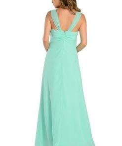 Long Sleeveless Chiffon Dress With Brooch By Poly USA 17 Long Sleeveless Chiffon Dress With Brooch By Poly USA