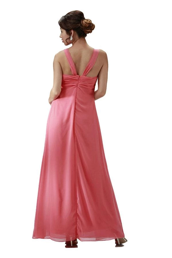 Long Sleeveless Chiffon Dress With Brooch By Poly USA 8 Long Sleeveless Chiffon Dress With Brooch By Poly USA