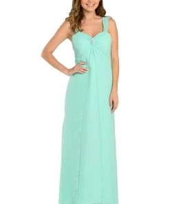 Long Sleeveless Chiffon Dress With Brooch By Poly USA 16 Long Sleeveless Chiffon Dress With Brooch By Poly USA
