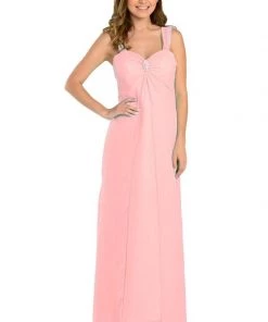 Long Sleeveless Chiffon Dress With Brooch By Poly USA 24 Long Sleeveless Chiffon Dress With Brooch By Poly USA