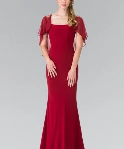 Long Sleeveless Dress With Back Caplet By Elizabeth K GL2254 Prom