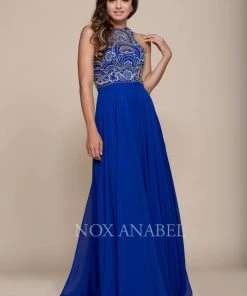 Prom Beaded Long Sleeveless Dress By Nox Anabel 8277