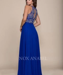 Prom Beaded Long Sleeveless Dress By Nox Anabel 8277