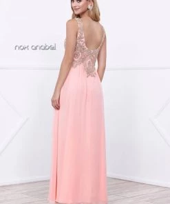 Long Sleeveless Dress With Beaded Embroidery By Nox Anabel 8343 Prom