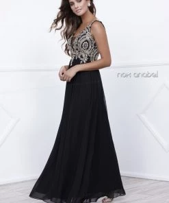 Long Sleeveless Dress With Beaded Embroidery By Nox Anabel 8343 Prom