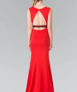 Long Sleeveless Dress With Beaded Waist By Elizabeth K GL2306 Prom