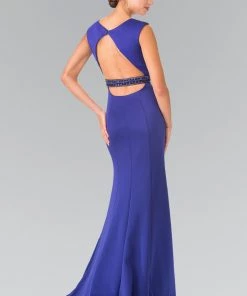 Long Sleeveless Dress With Beaded Waist By Elizabeth K GL2306 Prom