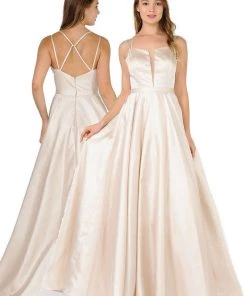 Long Sleeveless Dress With Crisscross Back By Poly USA 8448