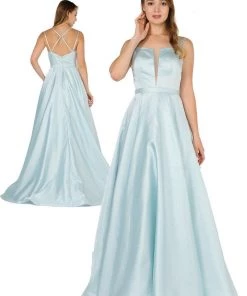 Long Sleeveless Dress With Crisscross Back By Poly USA 8448