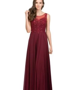 Starbox Prom Long Sleeveless Dress With Embroidered Illusion Bodice By Star Box 17309