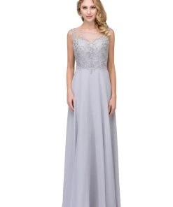 Starbox Prom Long Sleeveless Dress With Embroidered Illusion Bodice By Star Box 17309