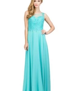 Starbox Prom Long Sleeveless Dress With Embroidered Illusion Bodice By Star Box 17309
