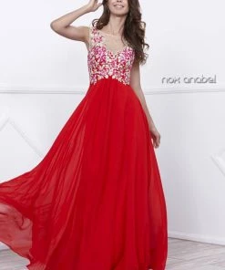 Long Sleeveless Dress With Floral Embroidery By Nox Anabel 8306 Prom