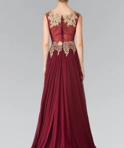 Prom Long Sleeveless Dress With Floral Lace Top By Elizabeth K GL2288