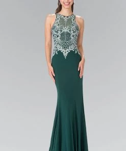Prom Long Sleeveless Dress With Illusion Bodice By Elizabeth K GL2232
