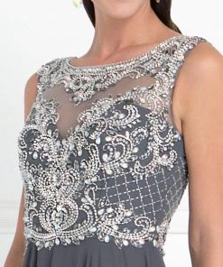 Long Sleeveless Dress With Jeweled Bodice By Elizabeth K GL1565 12 Long Sleeveless Dress With Jeweled Bodice By Elizabeth K GL1565