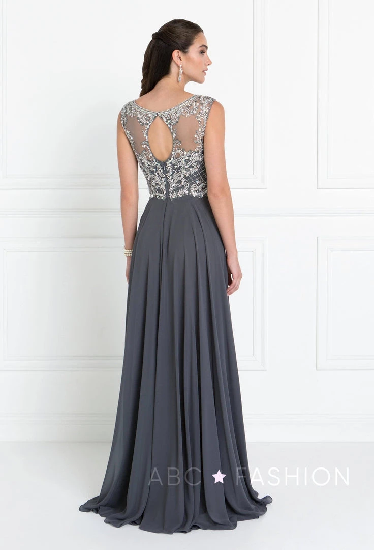 Long Sleeveless Dress With Jeweled Bodice By Elizabeth K GL1565 4 Long Sleeveless Dress With Jeweled Bodice By Elizabeth K GL1565