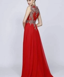 Long Sleeveless Dress With Lace Applique Bodice By Juliet 653 Prom