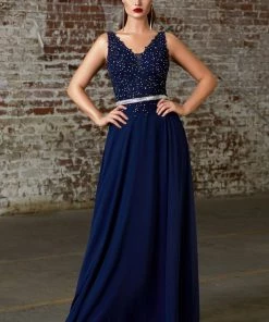 Long Sleeveless Lace Bodice Dress By Cinderella Divine 9173 Prom