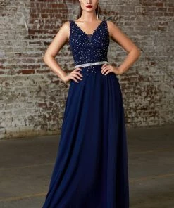 Long Sleeveless Lace Bodice Dress By Cinderella Divine 9173 Prom