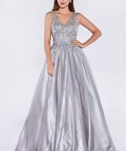 Long Sleeveless Lace Bodice Dress By Cinderella Divine 9178