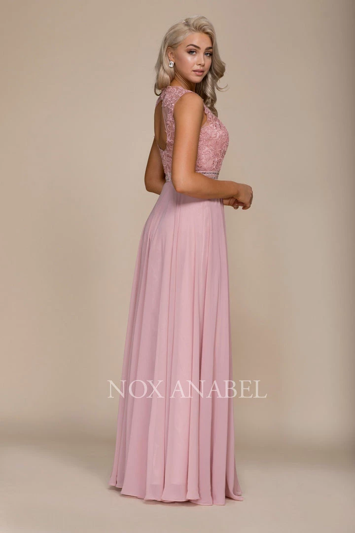 Long Sleeveless Dress With Lace Bodice By Nox Anabel Y101 Prom 10 Long Sleeveless Dress With Lace Bodice By Nox Anabel Y101 Prom