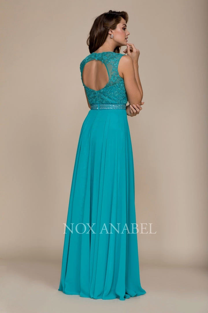 Long Sleeveless Dress With Lace Bodice By Nox Anabel Y101 Prom 12 Long Sleeveless Dress With Lace Bodice By Nox Anabel Y101 Prom