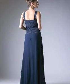 Long Sleeveless Dress With Lace Jacket By Cinderella Divine A1616